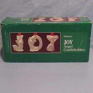 Dicksons Bisque Porcelain Joy Angel Candleholders w/Box